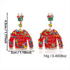 Women's Christmas Popcorn Light Bulb Drop Earrings With Red And Green Rhinestone Accents And Dripfinish Alloy Design