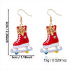 Women's Christmas Popcorn Light Bulb Drop Earrings With Red And Green Rhinestone Accents And Dripfinish Alloy Design