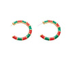 Women's Christmas Red Green And White Electroplated Alloy Twisted Spiral Cshaped Earrings For Festive Party Wear