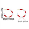 Women's Christmas Red Green And White Electroplated Alloy Twisted Spiral Cshaped Earrings For Festive Party Wear