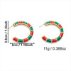Women's Christmas Red Green And White Electroplated Alloy Twisted Spiral Cshaped Earrings For Festive Party Wear