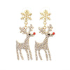 Women's Christmas Rhinestone Snowflake Elk Drop Earrings Electroplated Cartoon Animal Jewelry Wholesale