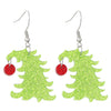 Women's Christmas Santa Claus Acrylic Earrings With Engraved Star Geometric Design Festive Statement Jewelry