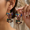 Women's Christmas Santa Claus And Elk Drop Earrings Exaggerated Colorful Rhinestone Alloy Electroplated Ear Hooks