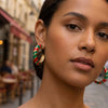 Women's Christmas Santa Claus And Elk Drop Earrings Exaggerated Colorful Rhinestone Alloy Electroplated Ear Hooks