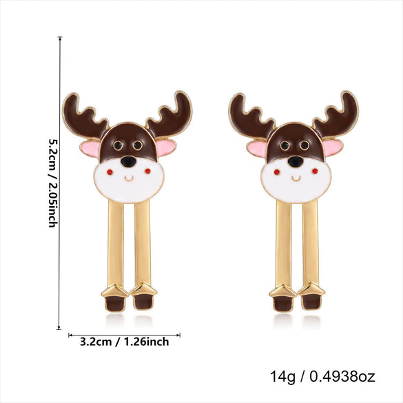 Women's Christmas Santa Claus And Elk Drop Earrings Exaggerated Colorful Rhinestone Alloy Electroplated Ear Hooks