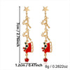 Women's Christmas Sleigh Drop Earrings Electroplated Alloy With Red And Green Contrast Ball Details And Stainless Steel Ear Posts