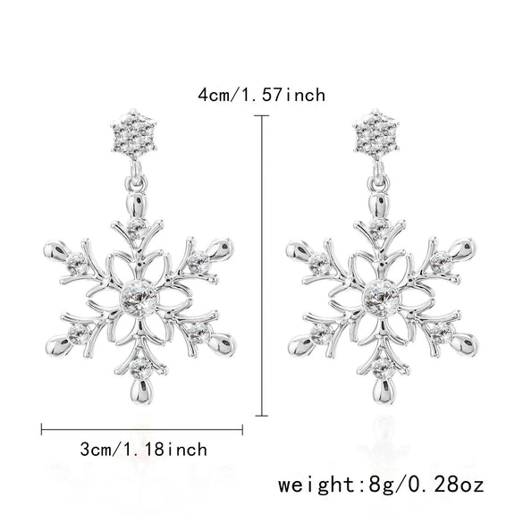 Women's Christmas Snowflake Drop Earrings With Diamond Accents Alloy Electroplated Retro Holiday Jewelry