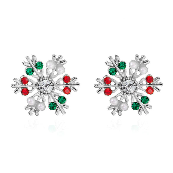 Women's Christmas Snowflake Drop Earrings With Diamond Accents Alloy Electroplated Retro Holiday Jewelry