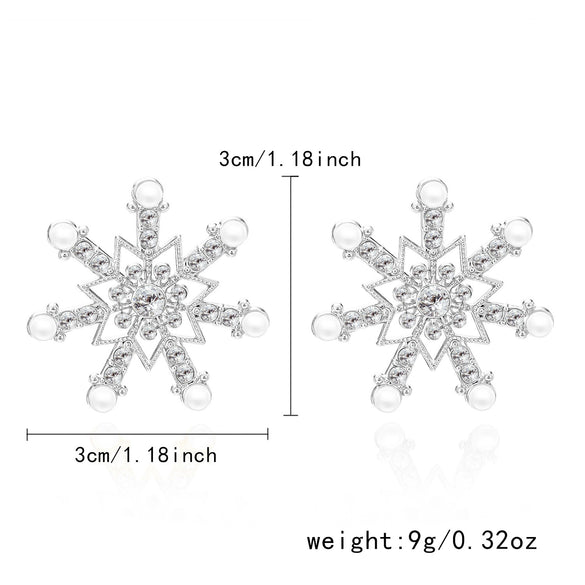 Women's Christmas Snowflake Drop Earrings With Diamond Accents Alloy Electroplated Retro Holiday Jewelry