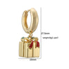 Women's Christmas Snowman Hat Earrings With Zircon And Pearl Geometric Inlay Sweet Festive Copper Ear Hoops