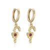 Women's Christmas Snowman Hat Earrings With Zircon And Pearl Geometric Inlay Sweet Festive Copper Ear Hoops