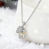 Women's Christmas Snowman Pendant Necklace With Geometric Zirconia Inlay And Oshaped Chain Copper Jewelry
