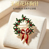 Women's Christmas Tree And Wreath Rhinestone Brooch Electroplated Alloy Floral Holiday Clothing Accessory