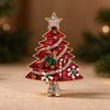 Women's Christmas Tree Brooch With Enamel Glaze And Rhinestone Embellishments Dripping Glaze Alloy Pin For Coats And Suits