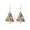 Women's Christmas Tree Drop Earrings With Colorful Rhinestones And Faux Pearls Electroplated Alloy Holiday Jewelry With Stainless Steel Posts