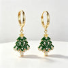 Women's Christmas Tree Earrings Copper Star And Leaf Pattern Jewelry With Sweet Festive Holiday Design
