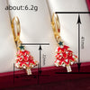 Women's Christmas Tree Earrings Copper Star And Leaf Pattern Jewelry With Sweet Festive Holiday Design