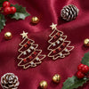 Women's Christmas Tree Earrings Hollowout Alloy Design With Sparkling Rhinestone Details Electroplated Finish And Stainless Steel Ear Needles