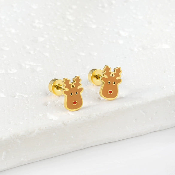 Women's Christmas Tree Earrings Stainless Steel Electroplated Geometric Holiday Fashion Jewelry