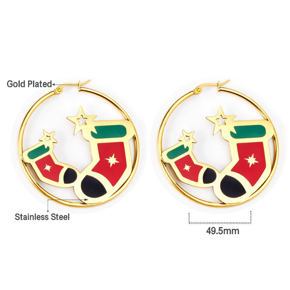 Women's Christmas Tree Earrings Stainless Steel Electroplated Geometric Holiday Fashion Jewelry