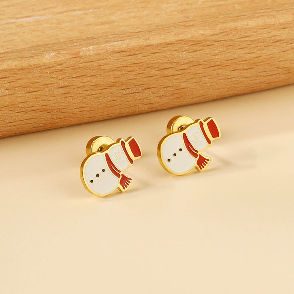 Women's Christmas Tree Earrings Stainless Steel Electroplated Geometric Holiday Fashion Jewelry