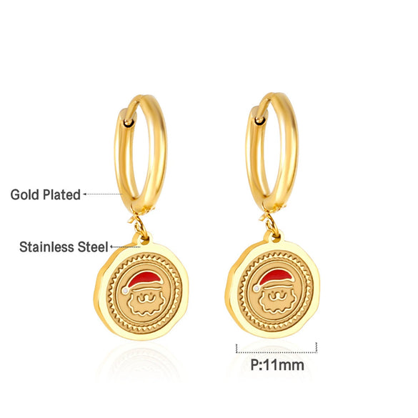 Women's Christmas Tree Earrings Stainless Steel Electroplated Geometric Holiday Fashion Jewelry