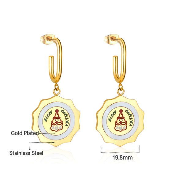 Women's Christmas Tree Earrings Stainless Steel Electroplated Geometric Holiday Fashion Jewelry
