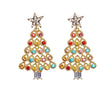 Women's Christmas Tree Earrings With Sparkling Rhinestones Electroplated Alloy Holiday Jewelry With Stainless Steel Ear Posts