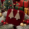 Women's Christmas Tree Earrings With Sparkling Rhinestones Electroplated Alloy Holiday Jewelry With Stainless Steel Ear Posts