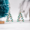 Women's Christmas Tree Earrings With Waxinlaid Cubic Zirconia And Colorful Gemstones Copper Starshaped Holiday Jewelry
