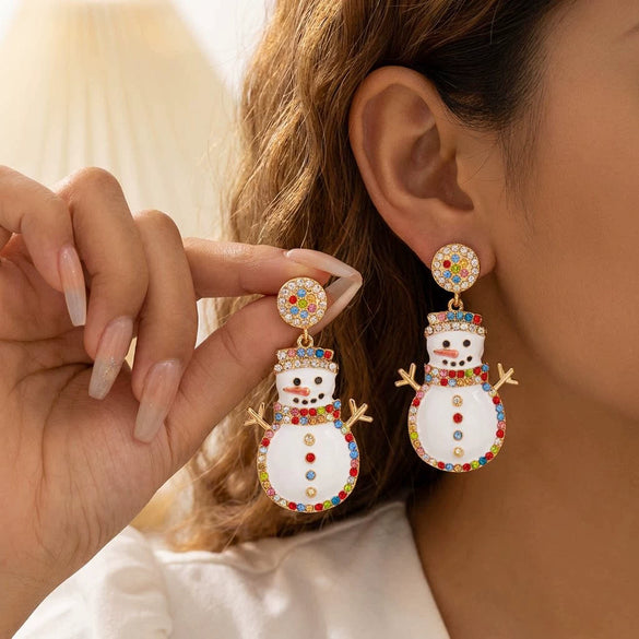 Women's Christmas Tree Snowflake Hoop Earrings Alloy Electroplated Holiday Jewelry With Stainless Steel Ear Posts