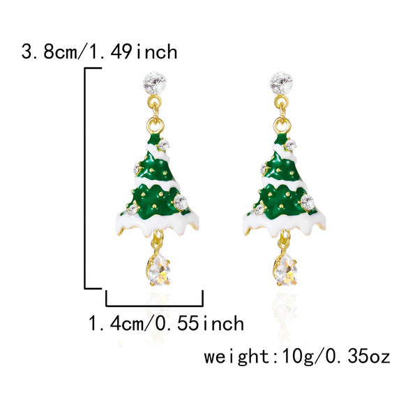 Women's Christmas Tree Snowflake Hoop Earrings Alloy Electroplated Holiday Jewelry With Stainless Steel Ear Posts