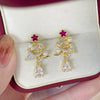 Women's Christmas Tree Water Drop Pendant Earrings With Zircon Accents Geometric Copper Holiday Jewelry