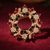 Women's Christmas Wreath Brooch With Rhinestone Detailing Electroplated Alloy Festive Jewelry Pin For Clothing Accessories