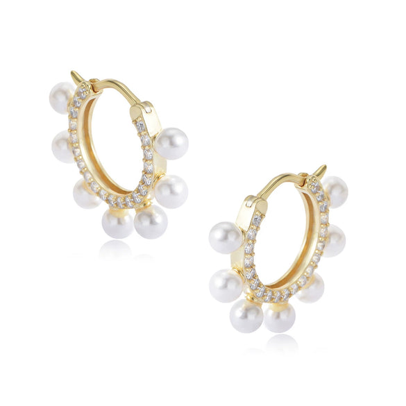 Women's Circleshaped 925 Sterling Silver Pearl Geometric Earrings