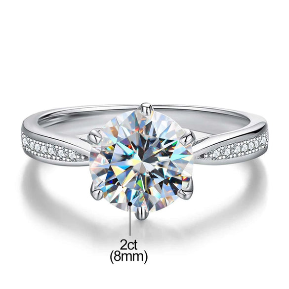 Women's Classic 6Claw Moissanite Wedding Ring In 925 Sterling Silver With Geometric Style And Electroplating