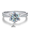 Women's Classic 6Claw Moissanite Wedding Ring In 925 Sterling Silver With Geometric Style And Electroplating