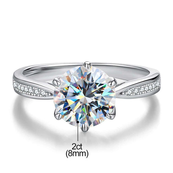 Women's Classic 6Claw Moissanite Wedding Ring In 925 Sterling Silver With Geometric Style And Electroplating