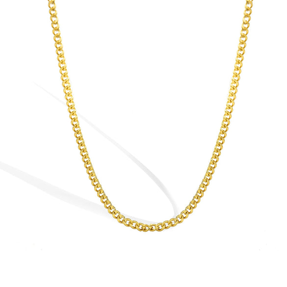 Women's Classic Cuban Chain Necklace Copper Plated With 18K Gold Flat Geometric Link Layering Necklace