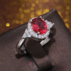 Women's Classic Elegant Red Gemstone Ring Copper With Geometric Micropaved Zircon