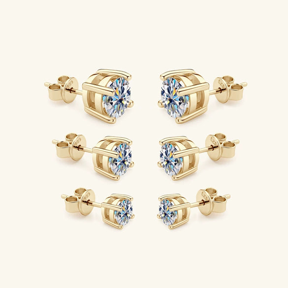 Women's Classic Fourclaw Moissanite Earrings In S925 Sterling Silver With Geometric Design And Electroplating