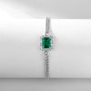 Women's Classic Geometric Cultivated Emerald S925 Silver Chain Bracelet Set With Diamonds