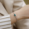 Women's Classic Geometric Cultivated Emerald S925 Silver Chain Bracelet Set With Diamonds
