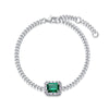Women's Classic Geometric Cultivated Emerald S925 Silver Chain Bracelet Set With Diamonds