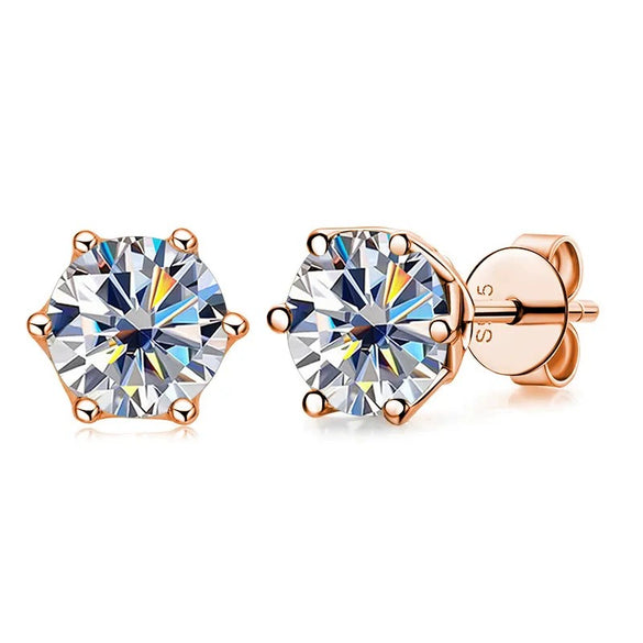 Women's Classic Moissanite Earrings In Sterling Silver With Round Shape