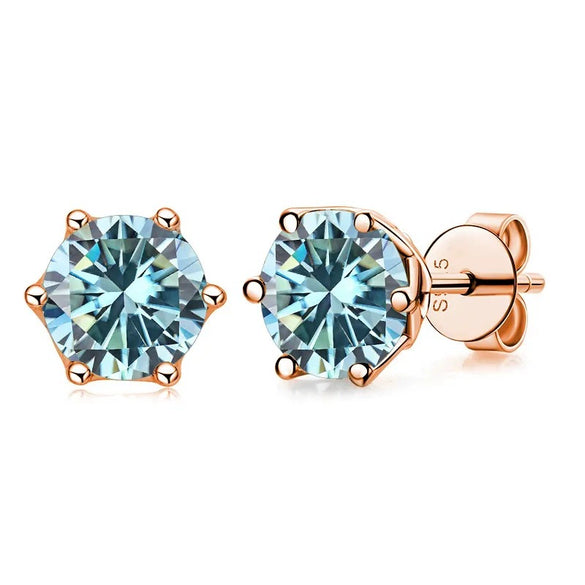 Women's Classic Moissanite Earrings In Sterling Silver With Round Shape
