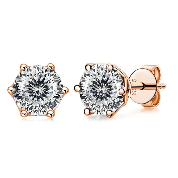 Women's Classic Moissanite Earrings In Sterling Silver With Round Shape
