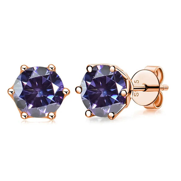 Women's Classic Moissanite Earrings In Sterling Silver With Round Shape