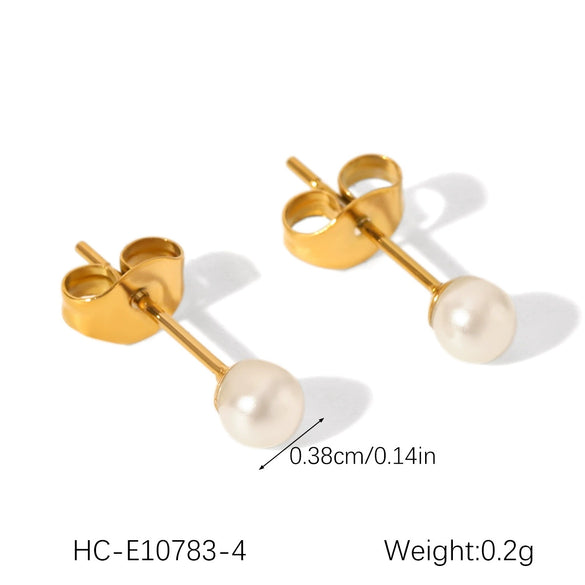 Women's Classic Pearl Earrings Stainless Steel Geometric Electroplated Highend Jewelry
